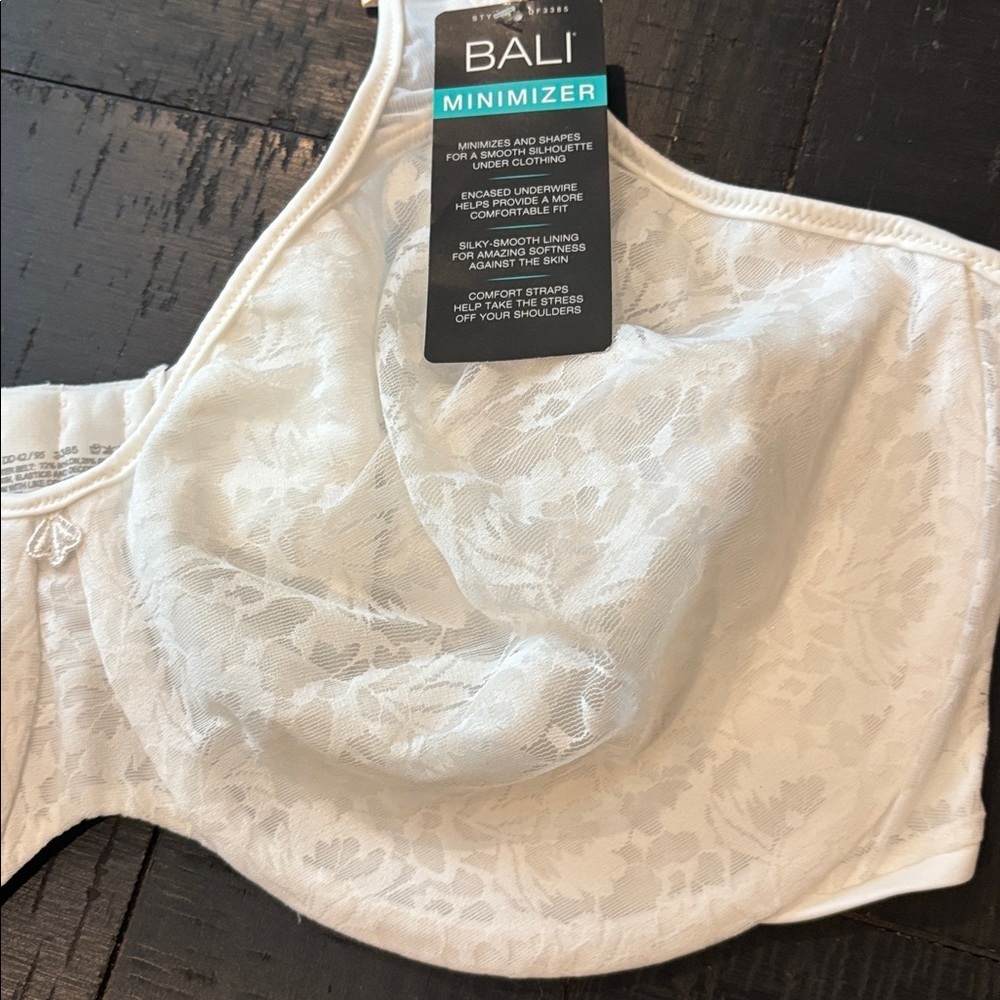 Bali Passion for Comfort Full Figure Minimizer Bra White Lace DF3385 Sz 42DD - Picture 2 of 7